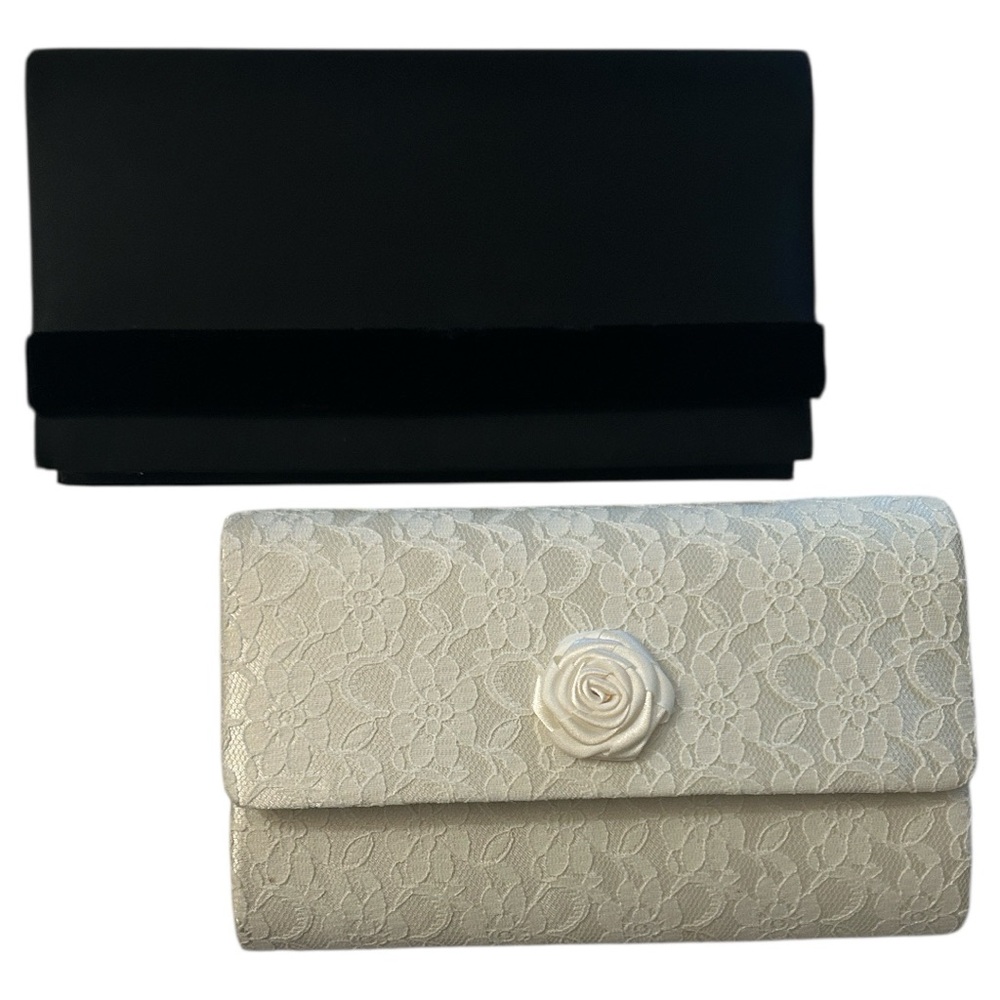Elegant Black and White Laced Clutch (Set)